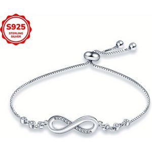 1pc 925 Silver Eternal Infinity Symbol Bracelet, High Quality Bracelet, Suitable For Matching Original Charm Beads, Diy Fine Jewelry Gift, Suitable For S, Valentine's Day, Day Gifts