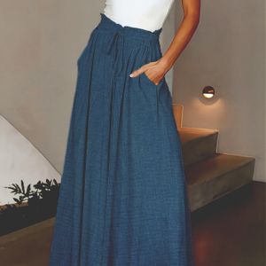 Elegante hoge taille wijde pijpen broek voor dames - kleur, polyester, losse pasvorm met trekkoord detail, perfect voor lente/herfst mode, stijlvolle wijde pijpen broek