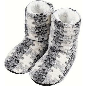 Winter Hoge Casual Slippers, Ronde Kop Universele Dagelijkse Platte Tapijt Schoenen