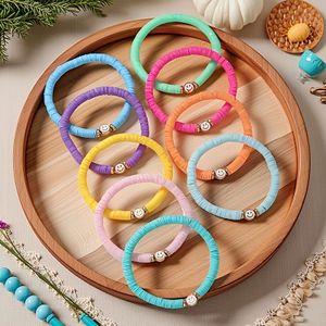 9pcs Boho Chic Colorful Soft Clay Smile Face Beaded Bracelet Set - & Parties