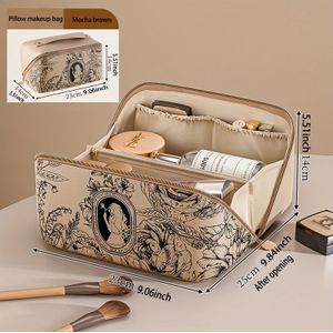A Large Capacity Women's Travel Makeup Bag, Travel Supplies, Made Of, Suitable For Storing Light Beige Care , Easy To Organize - Organize Your Cosmetics And Toiletries In A Stylish Way