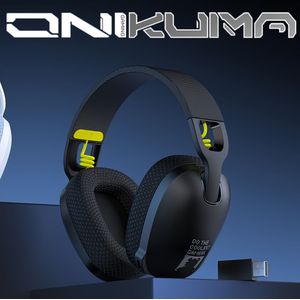 ONIKUMA Draadloze Gaming Headset met 7.1 Surround Geluid, Ruisonderdrukkende Headset, HD Microfoon, Verliesvrij Audio USB en Type- Stabiele Gaming Headset Draadloos + Wit Zwart