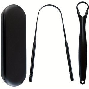 Draagbare Roestvrijstalen Tongschraper & Coating Borstel - U-Vormig Ontwerp met Kleine & Openingen, Ergonomische Handgreep & Zachte Borstelharen voor Mannen & Vrouwen