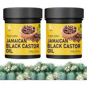 2 stuks Jamaicaanse Zwarte Ricinusolie Haarverzorging - Puur Koudgeperst, Hydraterend en Voedend voor Sterker Gezonder Haar, Geschikt voor Normaal Haar