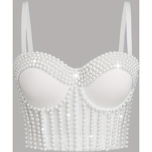 Modieuze Vakantie-Geïnspireerde Handgemaakte Parel Minimalistische Veelzijdige Corset Tanktop voor Dames