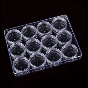 Transparante Cosmetische Potjes Set van 12 Ronde Plastic voor Gezichtscrème en Oogschaduw Opslag, Kettingen en Ringen Opbergen tijdens Reizen, Geschikt als Huwelijksgeschenken