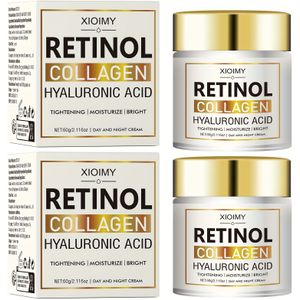 2 stuks XIOIMY Retinol Collageen Hyaluronzuur Dag- en Nachtcrème - Hydraterend, , Verhelderend | Hypoallergeen | Ideaal voor alle huidtypes | Glad en huidverzorging