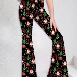 Mode Hoge Stretch Digitale Gedrukte Uitlopende Broek voor Meisjes in Lente, Zomer en Herfst, Meisjes Lange Broek, voor Buiten