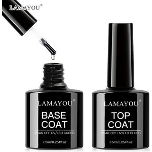 7,5 ml 2-delige Glazen Gel en Base Coat Set, Geen Afveegbare Foundation Combinatie voor Lichte Nagellak