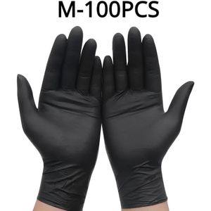 100/50st Zwarte Wegwerp Nitril Handschoenen - Latex & Poedervrij, Perfect voor Tattoueren, en Salonreiniging, Wegwerp Kleding