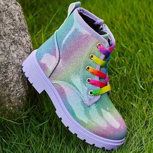 Leuke, kleurrijke pluche laarzen met rits voor meisjes, antislip schokabsorberende warme laarzen voor lente herfst winter.