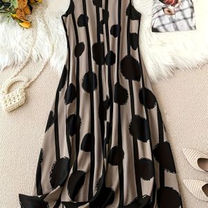 Elegante Mouwloze Jurk voor Vrouwen - Casual Print Ronde Halsjurk