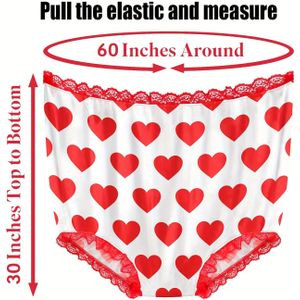 1st Oversized Grappige Onderbroek - Hilarisch Oma Ondergoed Cadeau voor Vrouwen & Mannen, Duurzaam Polyester met Hartjespatroon & Rode Kantafwerking, Perfect voor Grappen