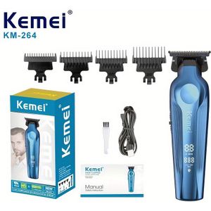 Kemei Verbeterde Professionele Tondeuse Met LED-display - Perfect voor nauwkeurige vormgeving en detaillering, Draadloos, Ideaal voor thuis en in de salon