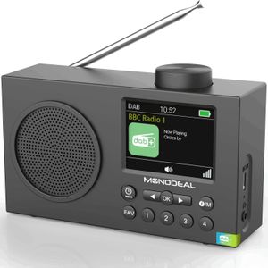 DAB Radio met Monodeal DAB met 3 Inch TFT Display, Twee Wekkers met -functie, Oplaadbare DAB+ Radio , Keukenradio met Koptelefoonaansluiting, Overlevingsuitrusting