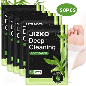 50st Hypoallergene Diepreinigende Voetpleisters met Bamboezuur & Gember - Zelfklevend, 10 Stuks per Pak voor Verbeterde Voetverzorging