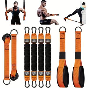 Home Fitness Equipment. Resistance Bands For Push-down And Other Exercises To Shape Your Triceps, Lat, , Back, Abs, Shoulders, Exercise Band Setup Handles, Door Anchors