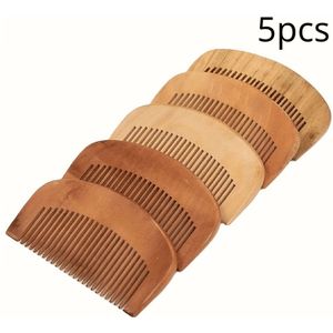 5 Stuks Mahonie Kam Close-Tooth Kam Massage Anti-Static Ronde Haar Kam