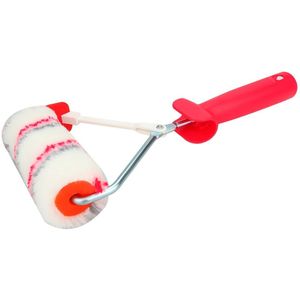4-Inch Multifunctionele Verfroller met Rood Handvat en Witte Hoektrommel - Ideaal voor Glad Muurschilderen & Decoratieve Projecten, Geen Nodig
