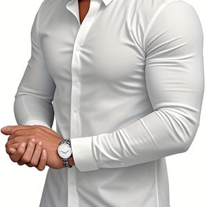 Herren Einfarbige Langarmhemd, Casual und Bequemer Schnitt, Schlanke Business-Stil für eine Perfekte Silhouette