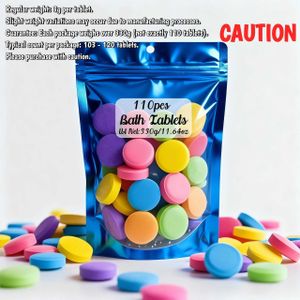 110 stuks Mini Badbom Tabletten Bulkverpakking - Kleurgecodeerde Geurende Zoutjes (Roze Roos, Lavendel, Munt, Eucalyptus, Citroen) - Individueel Verpakte Bommetjestablet