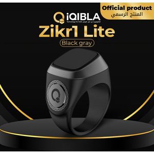 IQIBLA Zikr Ring Lite - 22mm, Draadloze Verbinding, Oplaadbare Batterij, Dubbele Voeding, Duurzaam PC Materiaal, Zwart & Grijs, Ramadan Mubarak