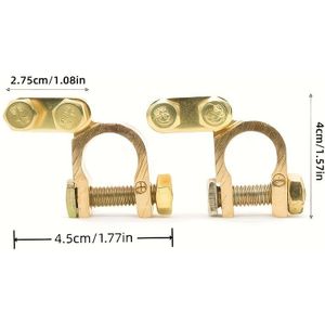 Een set koperen accuklemmen voor autoaccu's, geschikt voor auto's, boten, campers, voertuigen en motorfietsen.