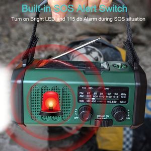 10000mAh Solar-Aangedreven Noodradio met Handcrank, NOAA AM/FM Weerradio, Zaklamp & Leeslamp, 3 Oplaadmogelijkheden, SOS Alarm, voor Outdoor Survival