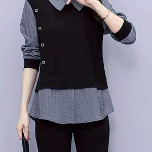 Modieuze Gestreepte Gesplitste Top voor Lente en Herfst