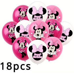 TEMU 18 Stuks Disney Minnie Mouse Thema Ballonnen Feest Verjaardag 12 Inch Minnie Latex Ballonnen Set