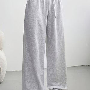Casual Wijde Broek voor Vrouwen met Trekkoord Taille - Comfortabele Kleur Zwart, Perfect voor Lente/Zomer/Herfst, Veelzijdig voor Thuis en Buiten, Dagelijkse , Seizoensmode, Gladde Textuur Stof