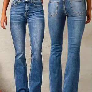 Dames Elegante Stretch Wijde Broek met Dubbele Knoopsluiting - Kleur Wijde Pijpen, Wasmachinebestendig voor Jaarrond , Casual & Stijlvolle Outfits