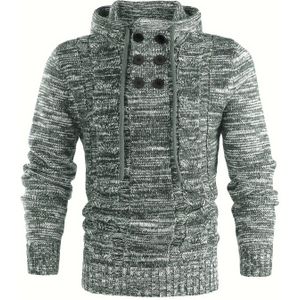 Herensweater met capuchon, casual stijl, polyester stof, kleur, slanke pasvorm, dubbele knoopdetail, stretch , voor het najaar/winterseizoen
