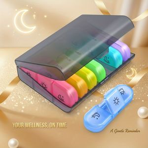 AUVON Wekelijkse Pill Organizer 3 Keren per Dag, 7 Dag Pill Box 3 Keren per Dag met Afzonderlijke Container, Draagbare Pill Case voor Medicatie, , Visolie en Supplements