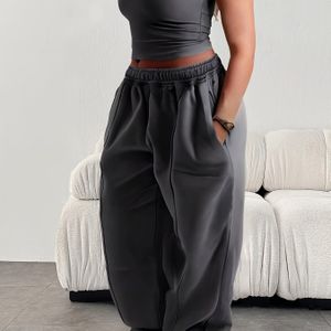 Plus Size - Plus Size, Dames Plus Size High-Waisted Wide-Leg Broek - Elegant & /Rood/ - Gestructureerde Non-Stretch Stof