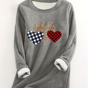 Plus Size, Casual Ronde Hals Hartjesprint Top