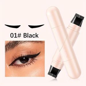 Dual-Headed Roterende Eyeliner Stempel Pen, Waterproof & Vlekbestendig, Langhoudend & Duurzaam, One Stroke Schrijven, Gemakkelijk te Pakken Ontwerp, Sneldrogend, Zwart/ Kleur