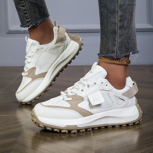 Women's Fashion Casual Low Top Lace Up Running Shoes, Soft Sole, Solid Color, For Autumn, Winter,
