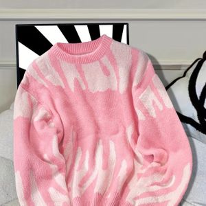 Heren Oversized Streetwear Trui met Roze & Witte Strepen - Zachte Stretch Ronde Hals Pullover, Casual Wintertrui in Rood/Wit/Beige voor Herfst/Winter Laagjeslook, Losse Pasvorm Warme Sweater Jas