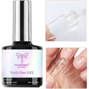 Gel Nagelverf met Borstel voor Press On Nagels, Nagelpunten & Vals Nagels - Langdurige Liim, Afspoelen /LED, Ideaal voor Reizen & Collectie, Cadeau, Nagelkunstbenodigdheden