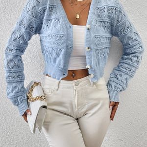 Europese en Amerikaanse Herfst-Winter Nieuwe Holle Knopen Cardigan Trui Jas