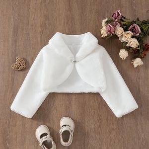 Meisjes Mode Korte Mouw Kleur Pluche Fleece Winter Warm Casual Chique Cardigan