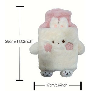 1000ml Verwarmingsfles met PVC Binnenlaag, Schattig Dierenontwerp, Verwijderbare en Draagbare Menstruatieverwarmingstas voor Handen en Voeten, Snel Opwarmend en Langdurige Hittebehoud