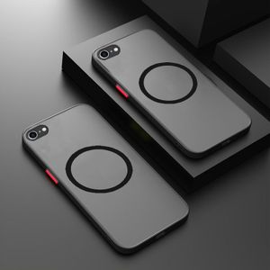 Luxury Matte Magnetic Wireless Charging Phone Case For Iphone 16e 7/8/se2/se3 7 Plus/8 Plus X/xs Xr Xs Max Full Coverage Shockproof Armor Clear Hard Pc Cover
