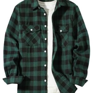 Mannenoverhemd Met Ruitpatroon En Borstzakontwerp, Knoopshirt Voor Mannen Voor De Lente En Herfst Buiten