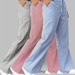 Modieuze Gestreepte Broek met Zakken en Trekkoord voor Dames