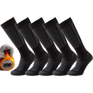 5 paar heren winter warme skisokken, dikke thermische buiten sport wandelsokken, 98% polyester 2% spandex, gebreide stof, met machinewasbaar voor heren