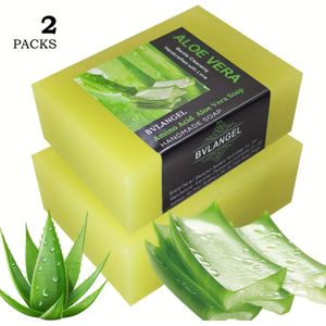2 stuks Aloë Vera Reinigingszeep - Zacht, Niet-Irriterend, Verzorgend & Hydraterend, voor Alle Huidtypes, Ideaal voor Dagelijks Gebruik, BVLANGEL, Aloë Vera Zeep, Aloë Vera Reiniger