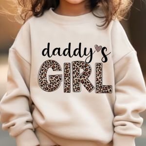 1pc Chicfull Luipaard Print Lettering Sweatshirt voor meisjes, Casual Stijl, Ronde Hals, Polyester, Gebreid, Reguliere Pasvorm, Warm en Rekbaar - Alle Seizoenen, Dik