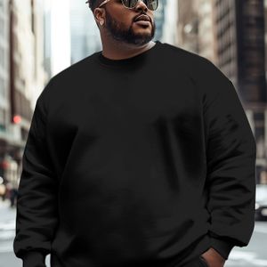 Heren Oversized Winter Warme Fleece-achtige Sweatshirt - Zware Dikke Lange Mouw Ronde Hals Pullover, Plus Maat & Lange Casual Trui, Machine Wasbaar Koud Weer Kleding (Marineblauw), PLUS MAAT